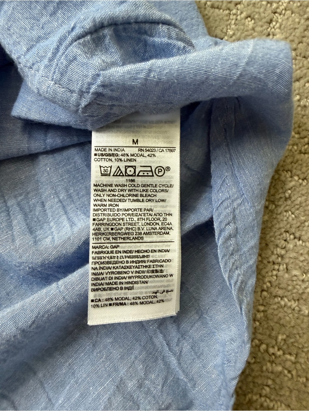 NWT - Gap Crinkle Gauze Dolman PJ Set - Top & Bottom sz M - linen blend Chambray - Picture 15 of 15